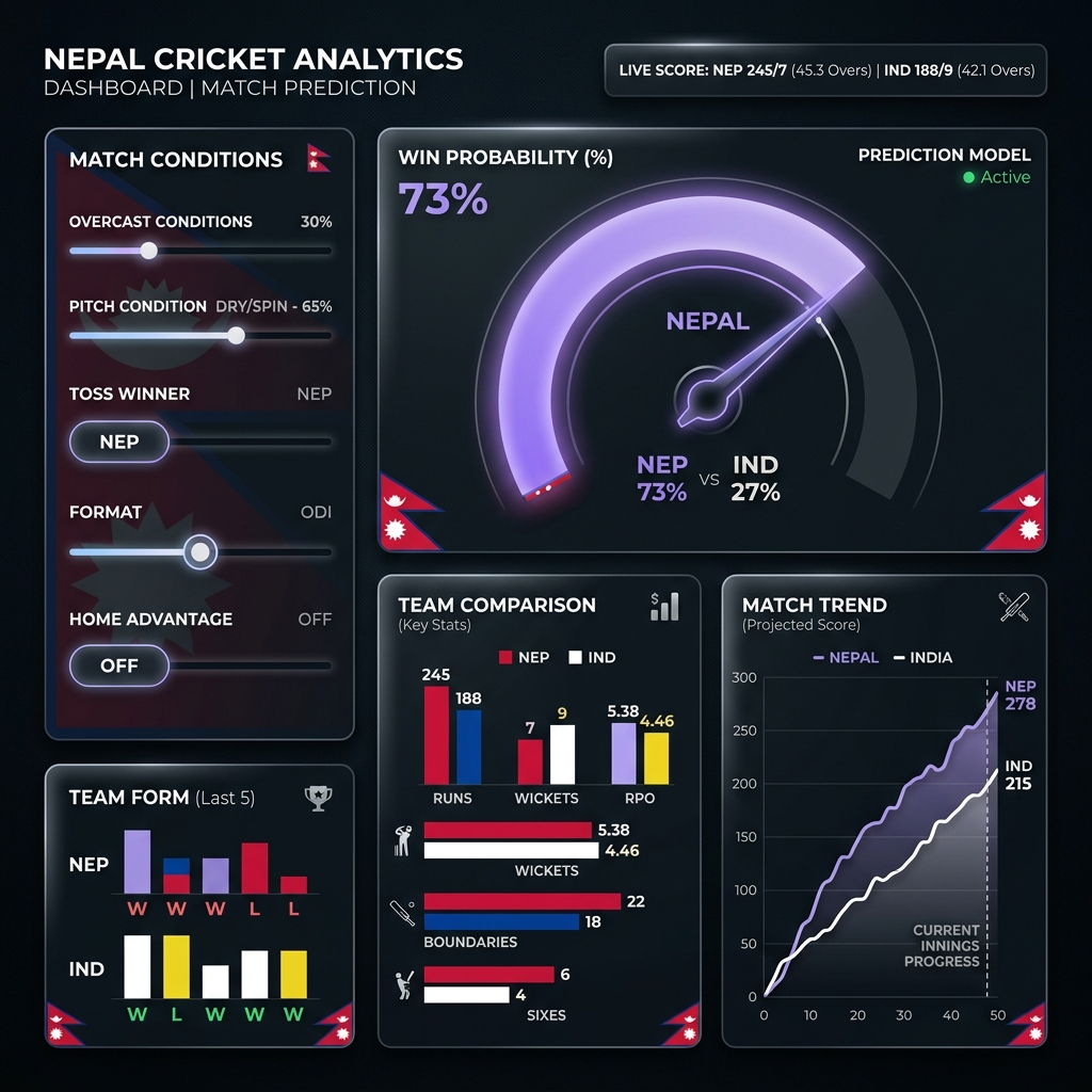 Nepal Cricket Predictor — ML sports analytics dashboard